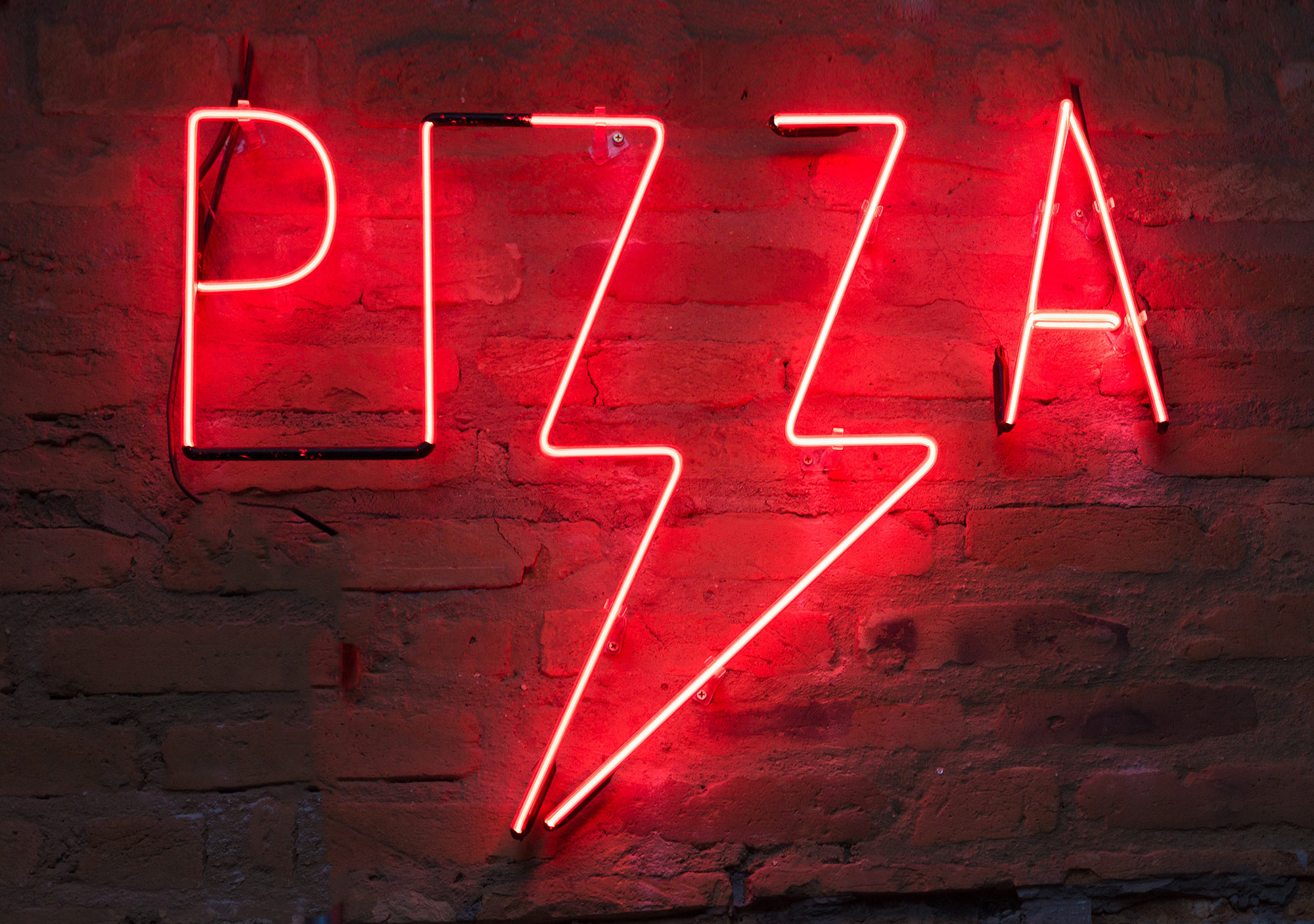 photo of pizza sign